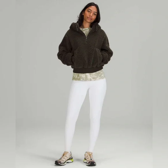 Lululemon Textured Fleece 1/2 Zip Dark Olive Size 10 - Picture 2 of 8